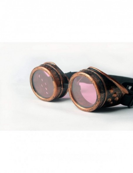 Goggle Steampunk Vintage Glasses Goggles Rave Retro Lenses Cosplay Halloween - Frame+pink Lenses - CD18HZU6NQY $7.72