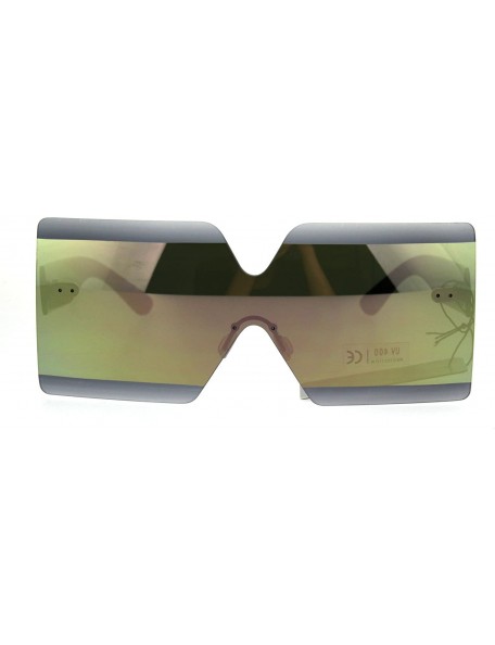 Rectangular Shield Futuristic Squared Rectangular Robotic Plastic Sunglasses - Peach - CW187LWT9R9 $25.86