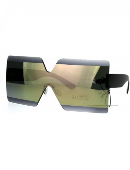 Rectangular Shield Futuristic Squared Rectangular Robotic Plastic Sunglasses - Peach - CW187LWT9R9 $9.73