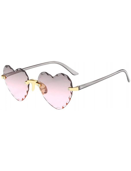 Rimless Women Metal Heart Shaped Frameless Glasses-Retro Classic Trendy Stylish Sunglasses - B - CX190HHZX3D $45.09