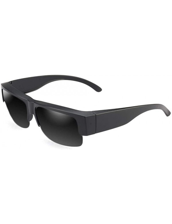 Wrap Polarized Sunglasses Wear Over Prescription Glasses Unisex Wrap Around Sun Glasses - Black - CT18S5N5DKI $15.82