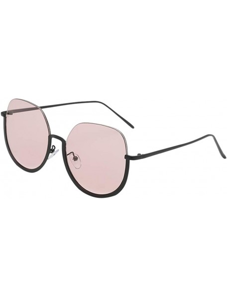 Rimless Irregular Semi-Rimless Sunglasses Lightweight UV400 Lens Glasses - Pink - C91903ZNQUK $10.59