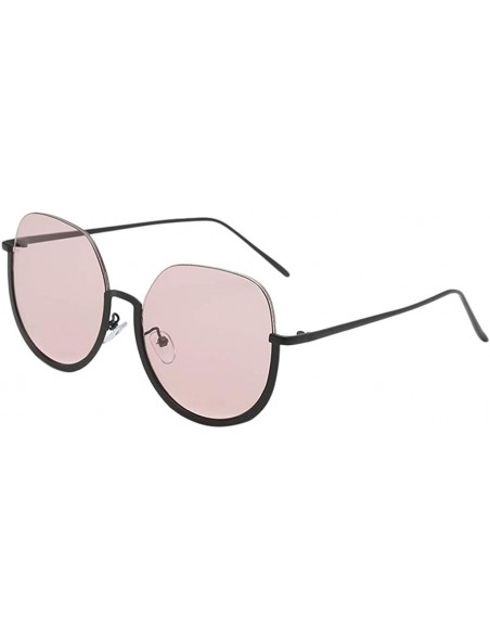 Rimless Irregular Semi-Rimless Sunglasses Lightweight UV400 Lens Glasses - Pink - C91903ZNQUK $10.59