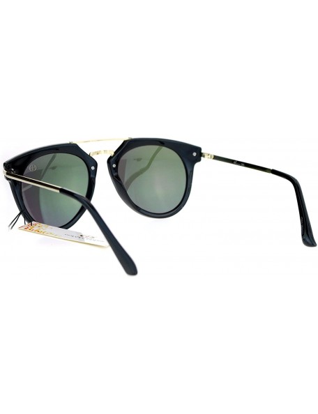Wayfarer Womens Retro Designer Metal Bridge Horn Rim Pilot Sunglasses - Black Peach - CJ12N8QYWIT $9.35