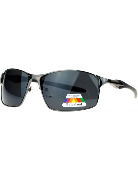 Rectangular Mens Polarized Spring Hinge Luxury Designer Fashion Narrow Sport Sunglasses - Gunmetal - C011ZANYY9L $10.17