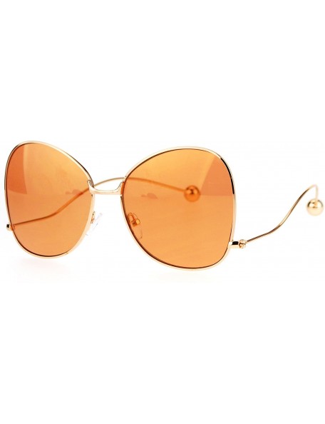 Butterfly Womens Ball Tip Arm Drop Temple Butterfly Metal Rim Sunglasses - Orange Mirror - CV17Y7I6SD7 $12.24