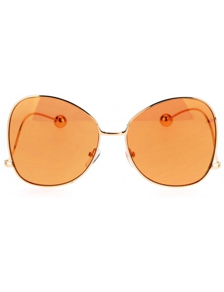 Butterfly Womens Ball Tip Arm Drop Temple Butterfly Metal Rim Sunglasses - Orange Mirror - CV17Y7I6SD7 $12.24