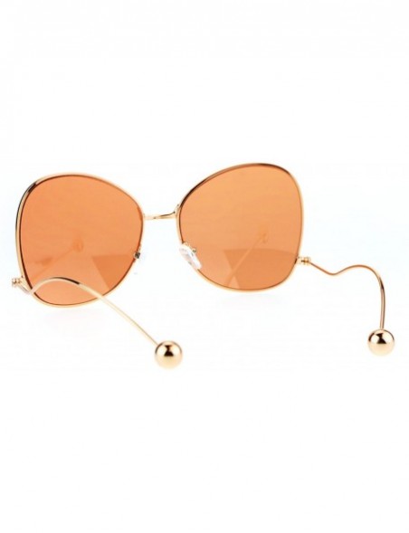 Butterfly Womens Ball Tip Arm Drop Temple Butterfly Metal Rim Sunglasses - Orange Mirror - CV17Y7I6SD7 $12.24