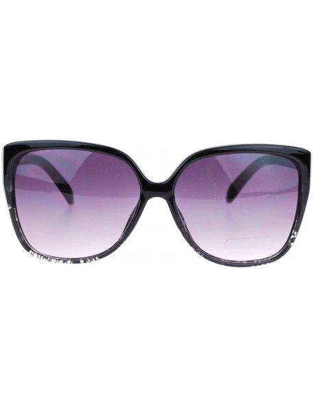 Rectangular Womens Oversized Rectangular Squared Cat Eye Designer Fashion Diva Sunglasses - Black - CX119K0A421 $11.63