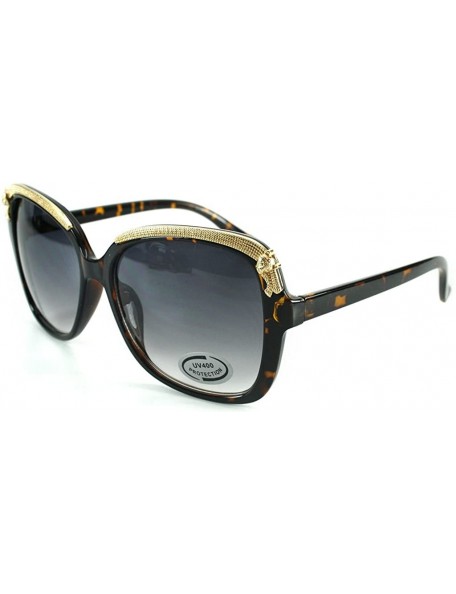 Oversized Cheetah" Oversized Fashion Sunglasses with Gold Brow Embellishment for Women - Tortoise With Smoke - CZ12H8FWKI1 $1...