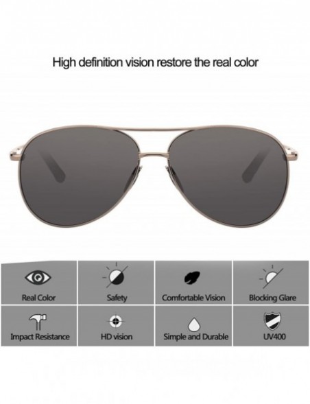 Square Premium Military Style Classic Aviator Polarized Sunglasses- 100% UV Protection - Gun Frame Black Lens - CJ18E7NZUR8 $...