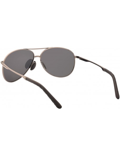 Square Premium Military Style Classic Aviator Polarized Sunglasses- 100% UV Protection - Gun Frame Black Lens - CJ18E7NZUR8 $...