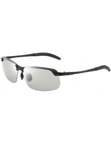 Sport Men/Women Polarised Sports Sunglasses Semi-rimless VU400 Sunglasses - Black - Photochromatic - CL18RO0LGXH $16.82