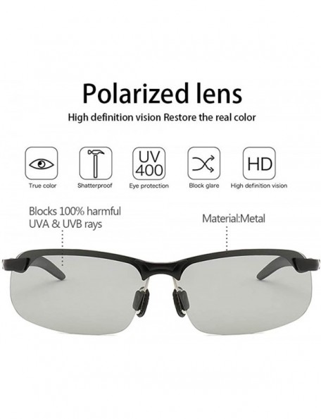 Sport Men/Women Polarised Sports Sunglasses Semi-rimless VU400 Sunglasses - Black - Photochromatic - CL18RO0LGXH $6.95