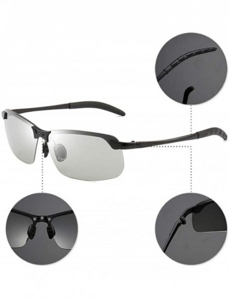 Sport Men/Women Polarised Sports Sunglasses Semi-rimless VU400 Sunglasses - Black - Photochromatic - CL18RO0LGXH $6.95