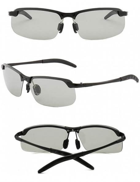 Sport Men/Women Polarised Sports Sunglasses Semi-rimless VU400 Sunglasses - Black - Photochromatic - CL18RO0LGXH $6.95