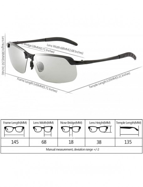 Sport Men/Women Polarised Sports Sunglasses Semi-rimless VU400 Sunglasses - Black - Photochromatic - CL18RO0LGXH $6.95