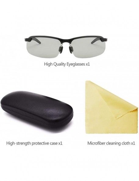 Sport Men/Women Polarised Sports Sunglasses Semi-rimless VU400 Sunglasses - Black - Photochromatic - CL18RO0LGXH $6.95