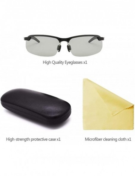 Sport Men/Women Polarised Sports Sunglasses Semi-rimless VU400 Sunglasses - Black - Photochromatic - CL18RO0LGXH $6.95