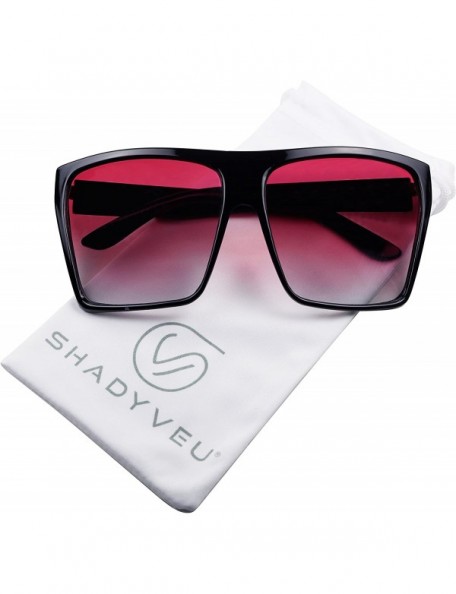 Oversized Trapezoid Oversize Oceanic Sunglasses - Black Frame- Red Gradient Lens - CO18GO0INWR $12.34