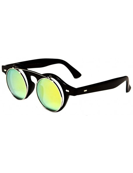 Goggle Round Flip Up 42mm Men Women Django Levante Gafas De Sol Sunglasses - Black / Gold Lens - C5129TXP951 $11.52