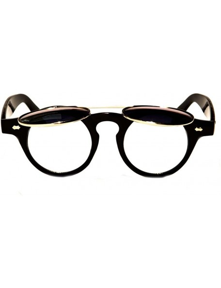 Goggle Round Flip Up 42mm Men Women Django Levante Gafas De Sol Sunglasses - Black / Gold Lens - C5129TXP951 $11.52
