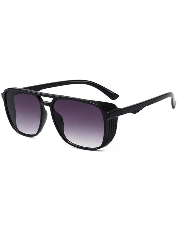 Oversized Sunglasses Iron Man with the same glasses men retro trend sunglasses - Black / Double Gray - CO190MOE78T $63.62