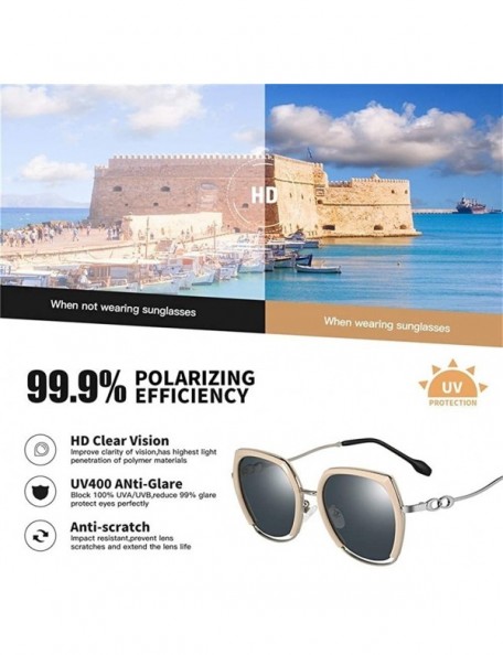 Oversized Women Square Polarized Sunglasses Oversized Driving Sun glasses For Ladies Travel Goggle UV400 - C2pink - C7199HRLH...