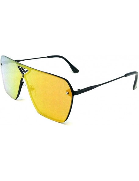 Aviator Rimless Oversized Flat Top Shield Square Aviator Sunglasses - Black Frame - CK18W7NQQS4 $24.07