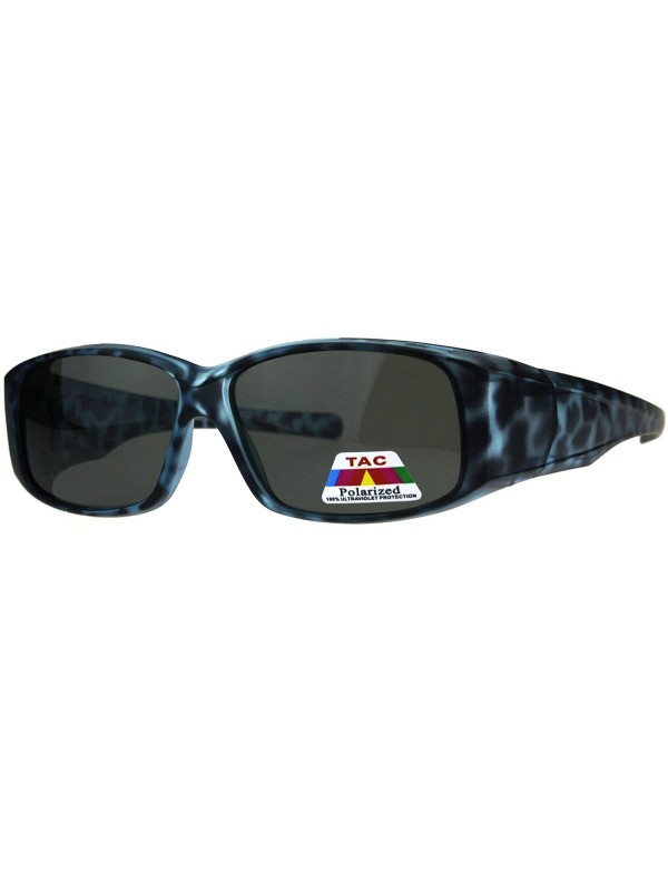 Rectangular TAC Polarized Lens Fit Over Sunglasses OTG Rectangular Anti-Glare Matte Tort - Blue - CG18EU5LEGS $15.57