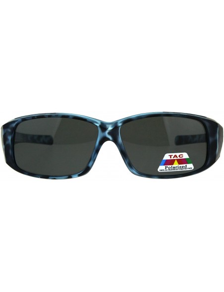 Rectangular TAC Polarized Lens Fit Over Sunglasses OTG Rectangular Anti-Glare Matte Tort - Blue - CG18EU5LEGS $15.57