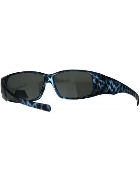 Rectangular TAC Polarized Lens Fit Over Sunglasses OTG Rectangular Anti-Glare Matte Tort - Blue - CG18EU5LEGS $15.57