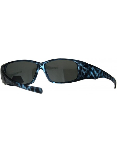 Rectangular TAC Polarized Lens Fit Over Sunglasses OTG Rectangular Anti-Glare Matte Tort - Blue - CG18EU5LEGS $15.57