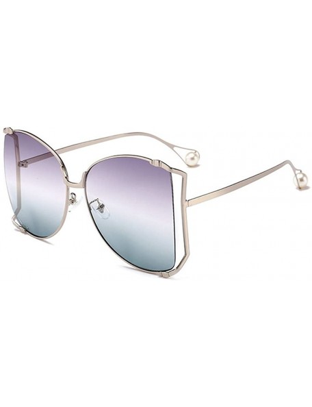 Oversized Alloy Oversized Sunglasses unisex 2018 New Fashion Luxury Hollow Frame Shades With Pearl - Blue - CH189NYR6RH $12.11