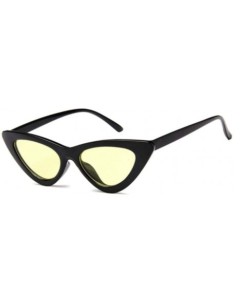 Cat Eye Women Fashion Triangle Cat Eye Sunglasses with Case UV400 Protection Beach - Black Frame/Yellow Lens - CY18WT6TL0G $1...