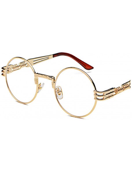 Oversized Fashion Round Eyeglasses Women Vintage Spring Glasses Legs Sunglasses Luxury Punk Lentes - C7 Gold Clear - CI198ZOD...