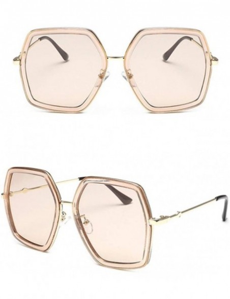 Aviator Classic Oversized Womens Sunglasses Polarized UV Protection Fashion Square Frame Hip hop Design Eyewear - Beige - CN1...