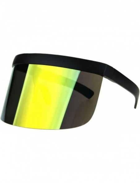 Shield Extra Oversize Visor Style Huge Mask Color Mirror Funky Sunglasses - Orange - CX184HK8SY4 $14.40