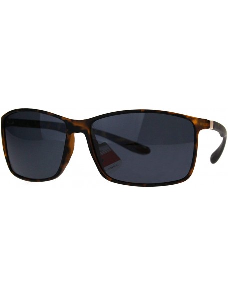 Rectangular Antiglare Polarized Lens Mens Rectangular Mod Warp Plastic Sunglasses - Tortoise Black - C6188599YAL $15.41