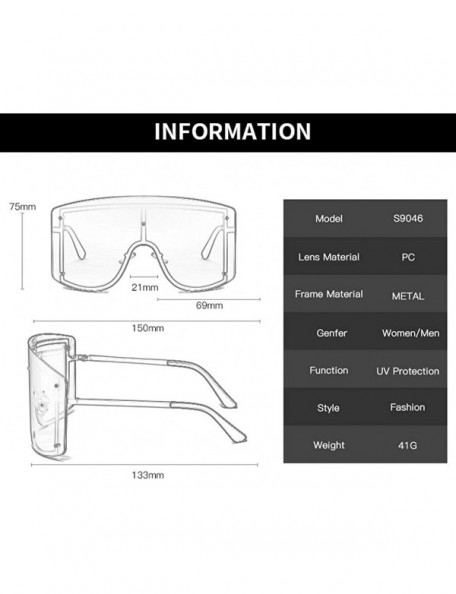Square Super Oversized Sunglasses Unisex Flat Top Square Frame Shades Retro Style - C07 - C018UQ6L682 $16.14