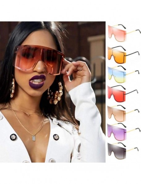 Square Super Oversized Sunglasses Unisex Flat Top Square Frame Shades Retro Style - C07 - C018UQ6L682 $16.14