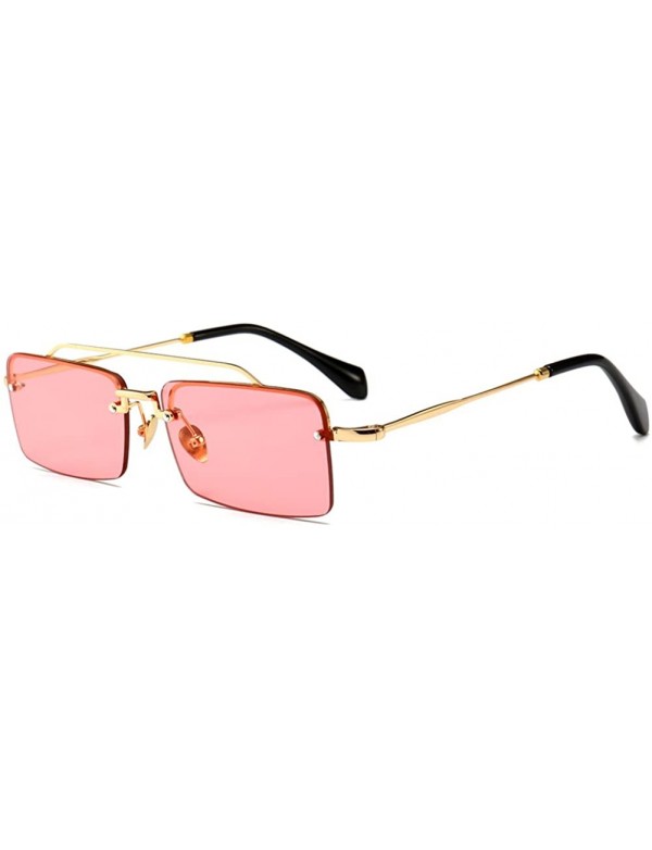 Rimless Tiny Sunglasses Rimless Men Summer Accessories Women Retro Sun Glasses Rectangle - Pink - CE18EH4KU3D $12.82