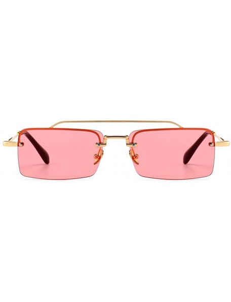 Rimless Tiny Sunglasses Rimless Men Summer Accessories Women Retro Sun Glasses Rectangle - Pink - CE18EH4KU3D $12.82