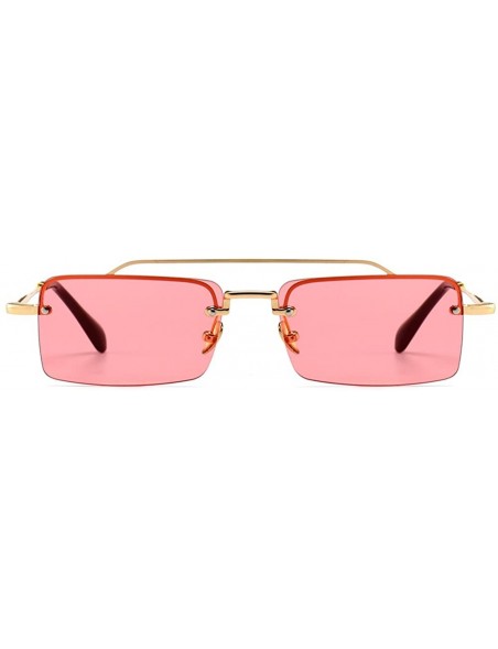 Rimless Tiny Sunglasses Rimless Men Summer Accessories Women Retro Sun Glasses Rectangle - Pink - CE18EH4KU3D $12.82
