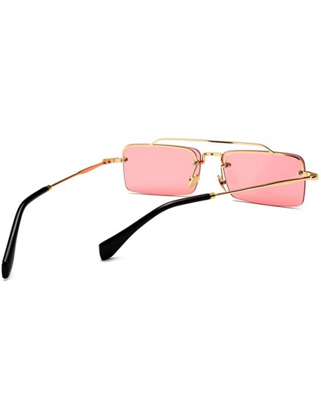 Rimless Tiny Sunglasses Rimless Men Summer Accessories Women Retro Sun Glasses Rectangle - Pink - CE18EH4KU3D $12.82