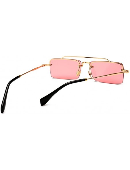 Rimless Tiny Sunglasses Rimless Men Summer Accessories Women Retro Sun Glasses Rectangle - Pink - CE18EH4KU3D $12.82