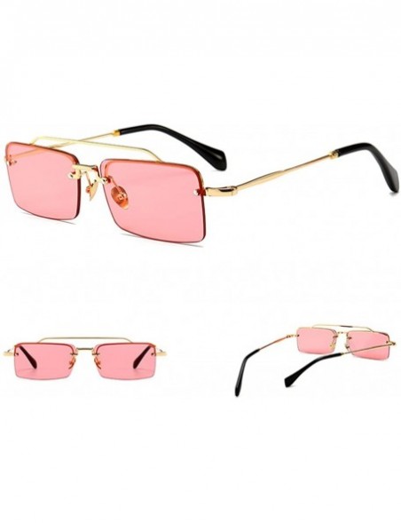 Rimless Tiny Sunglasses Rimless Men Summer Accessories Women Retro Sun Glasses Rectangle - Pink - CE18EH4KU3D $12.82