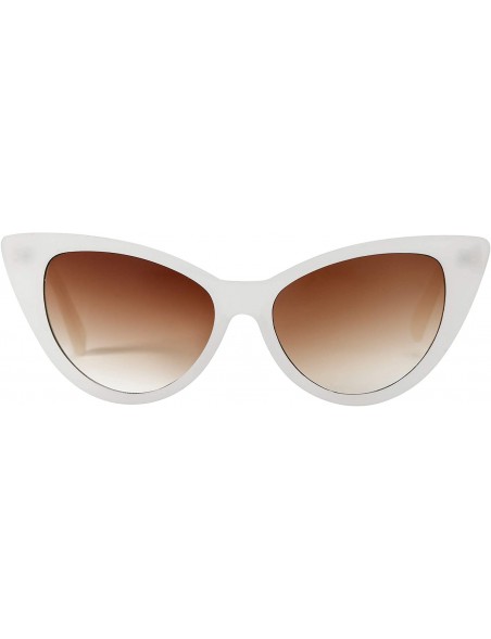 Oversized Sunglasses For Women Cat Eye Ladies Retro Vintage Designer Style UV400 Protection - White - C818D63ZH3G $10.42
