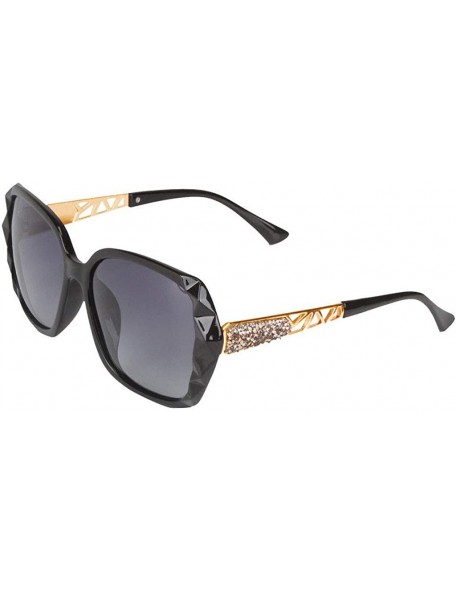 Rectangular Polarized Sunglasses Women Men Retro Brand Sun Glasses - Black - CJ18UIRMIDG $11.59