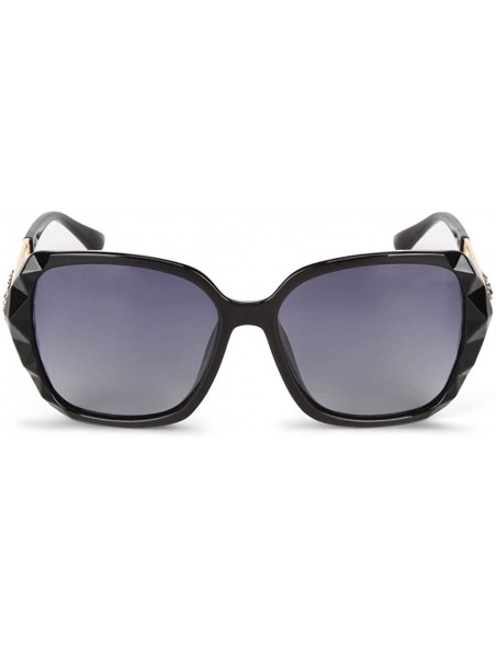 Rectangular Polarized Sunglasses Women Men Retro Brand Sun Glasses - Black - CJ18UIRMIDG $11.59